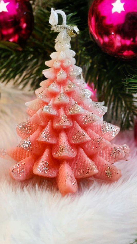 Tree , Candela a forma di albero di natale con glitter