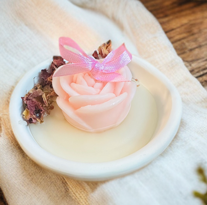 Rose ,Candela con una bellissima rosa al centro